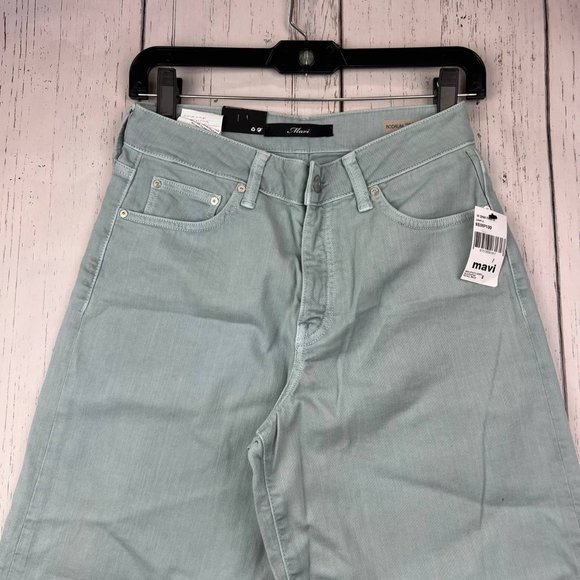 Mavi 27x27 Bodrum‎ High Rise Wide Leg Denim Jeans Pants Green Women New - Picture 2 of 16